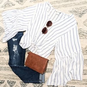 White flare sleeve blouse